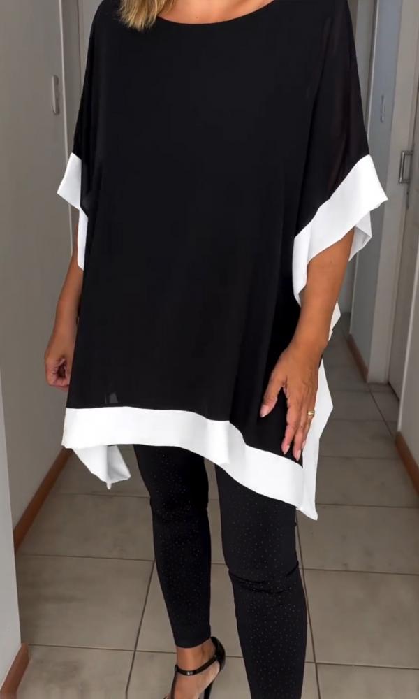 Contrast color patchwork casual top - Seldom Seen Styles