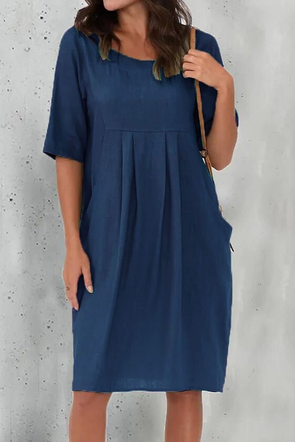 Cotton and Linen Pleated Pocket Casual Dress - Seldom Seen Styles
