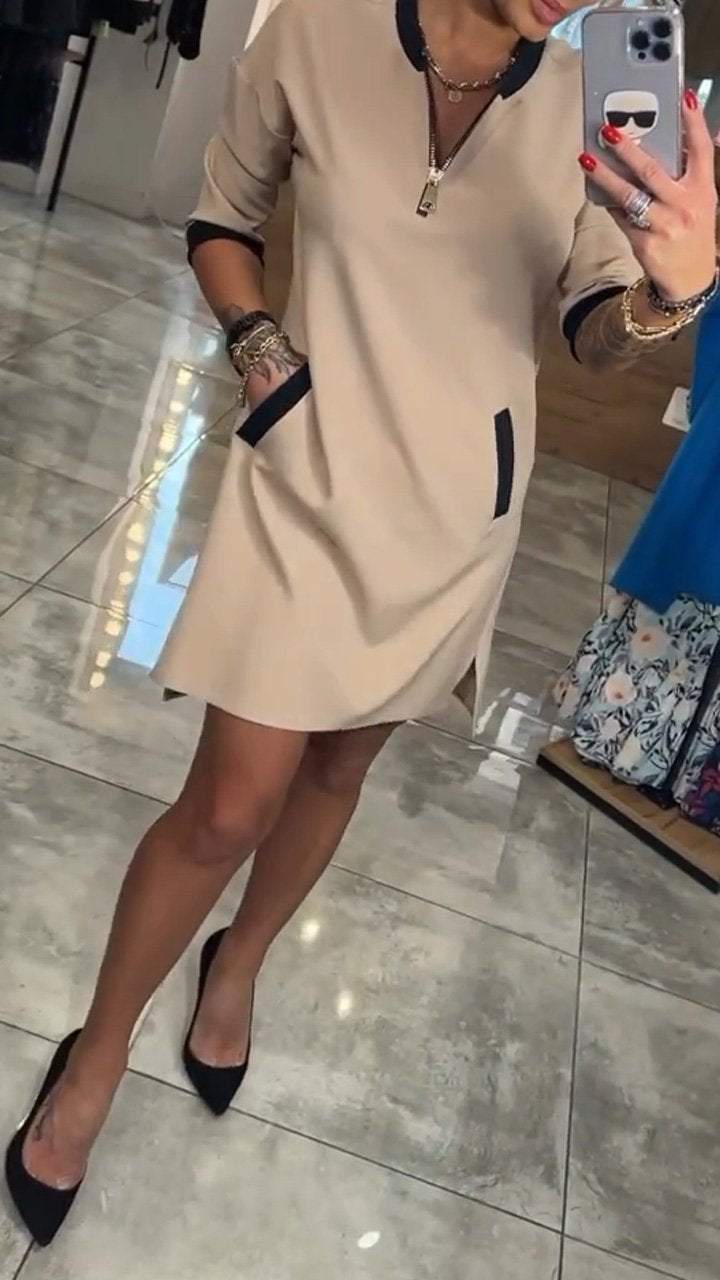 Women's Temperament Solid Color Mid-sleeve Dress - Seldom Seen Styles