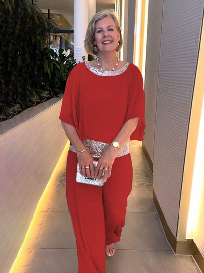 Women's chiffon sequin patchwork suit - Seldom Seen Styles