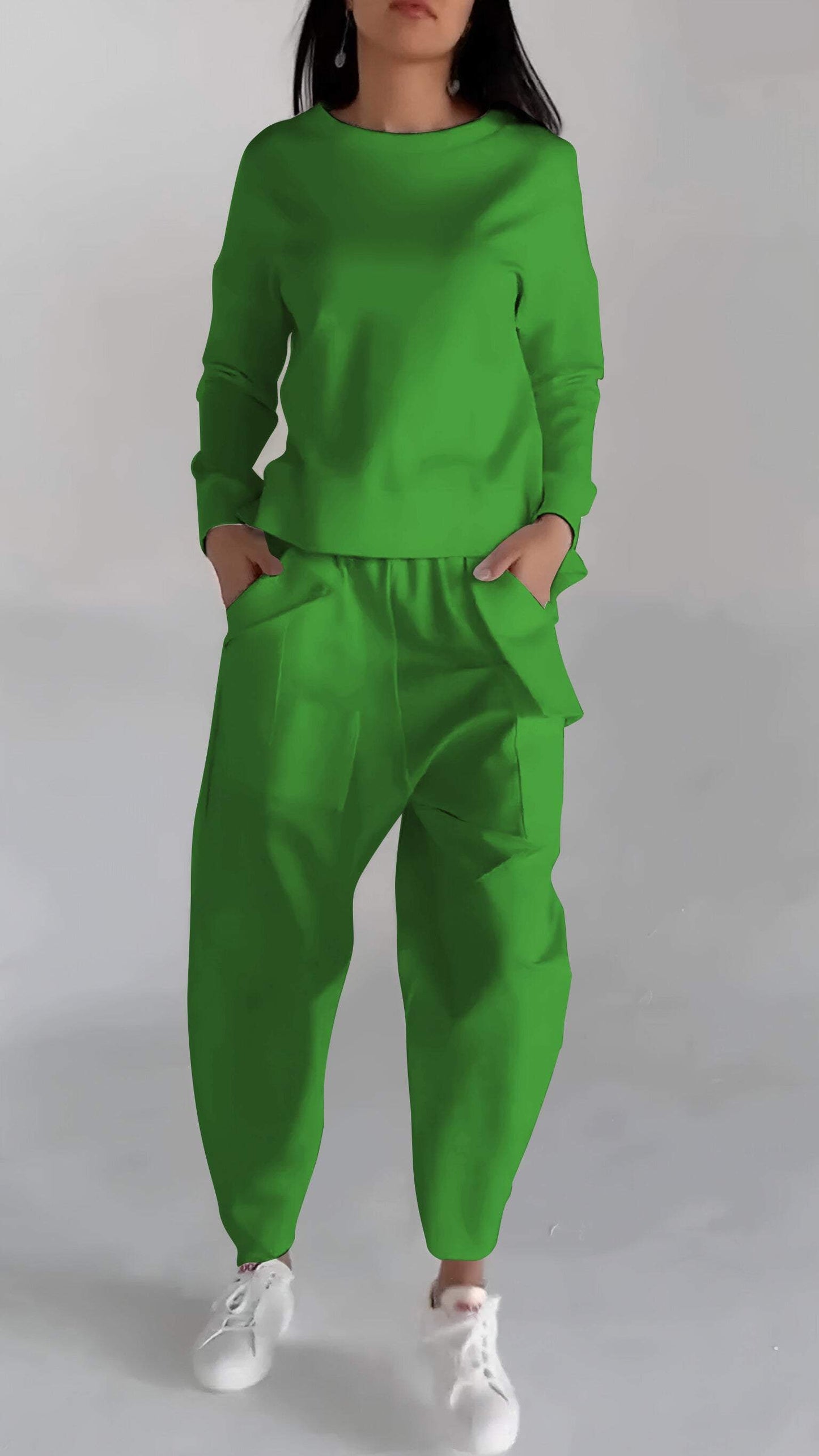 Casual Round Neck Long Sleeve Two Piece Suit - Seldom Seen Styles