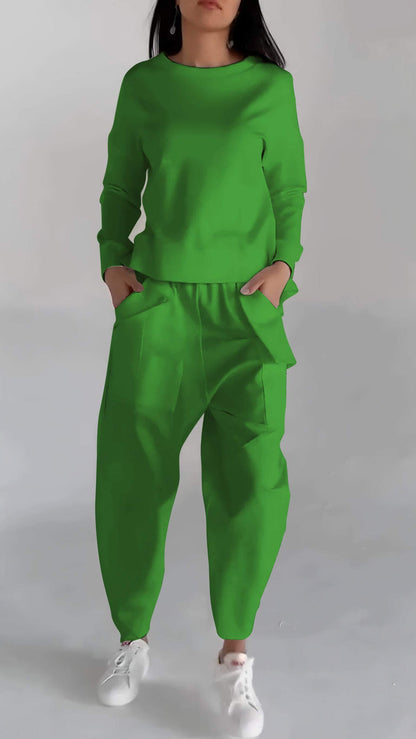 Casual Round Neck Long Sleeve Two Piece Suit - Seldom Seen Styles