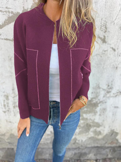 Casual Round Neck Zipper Thin Jacket - Seldom Seen Styles