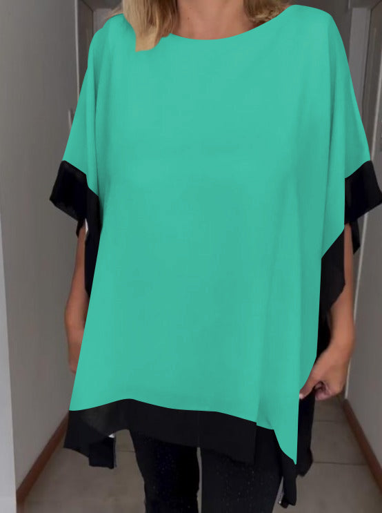 Contrast color patchwork casual top - Seldom Seen Styles