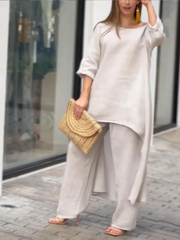 Fashionable women's solid color two-piece set - Seldom Seen Styles