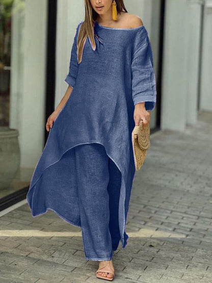 Fashionable women's solid color two-piece set - Seldom Seen Styles