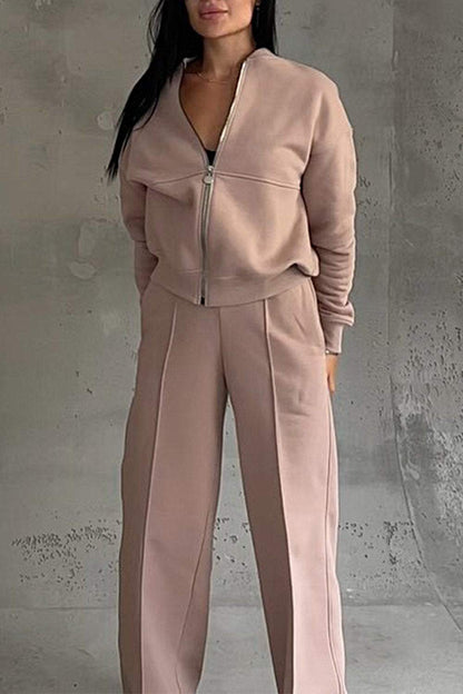 Women's Zipper Jacket & Pants Two-piece Set - Seldom Seen Styles