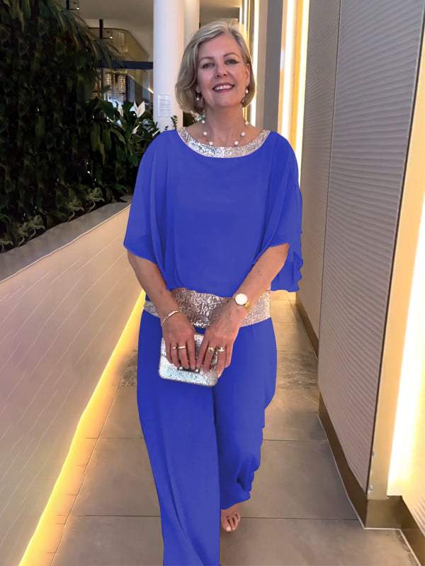 Women's chiffon sequin patchwork suit - Seldom Seen Styles