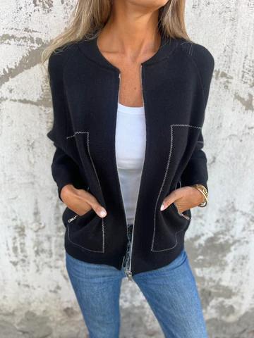 Casual Round Neck Zipper Thin Jacket - Seldom Seen Styles