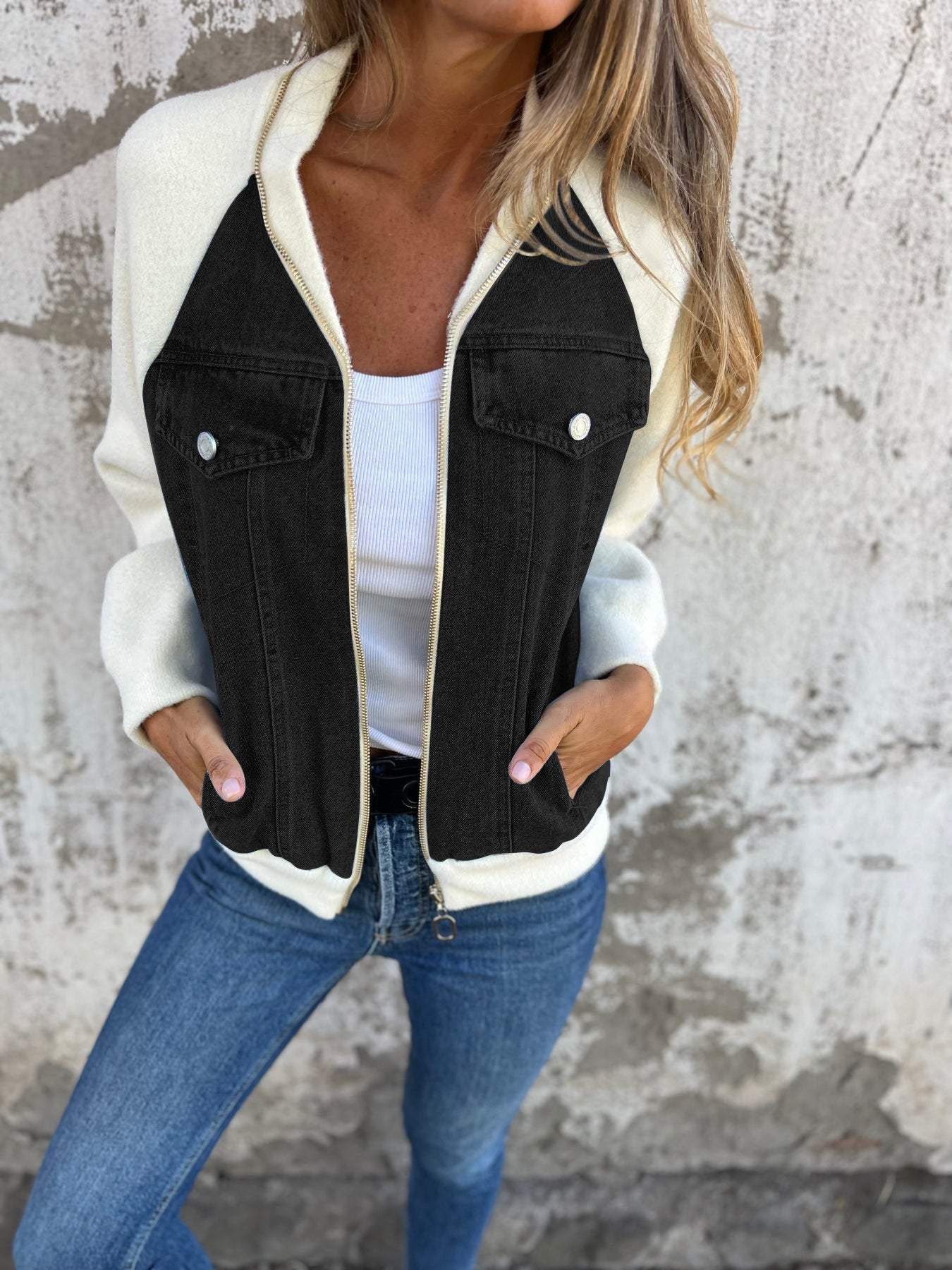 Casual V-neck Zipper Jacket - Seldom Seen Styles