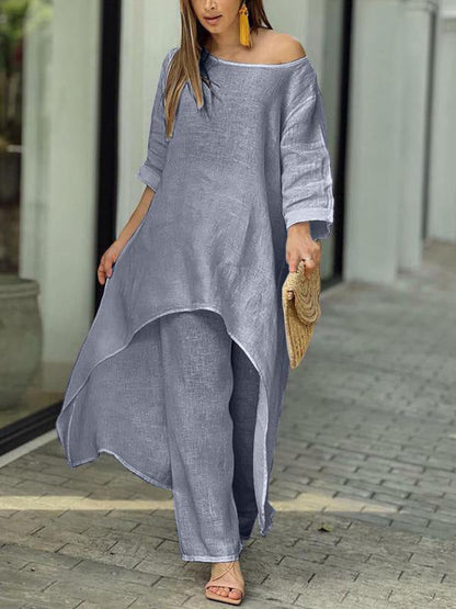 Fashionable women's solid color two-piece set - Seldom Seen Styles