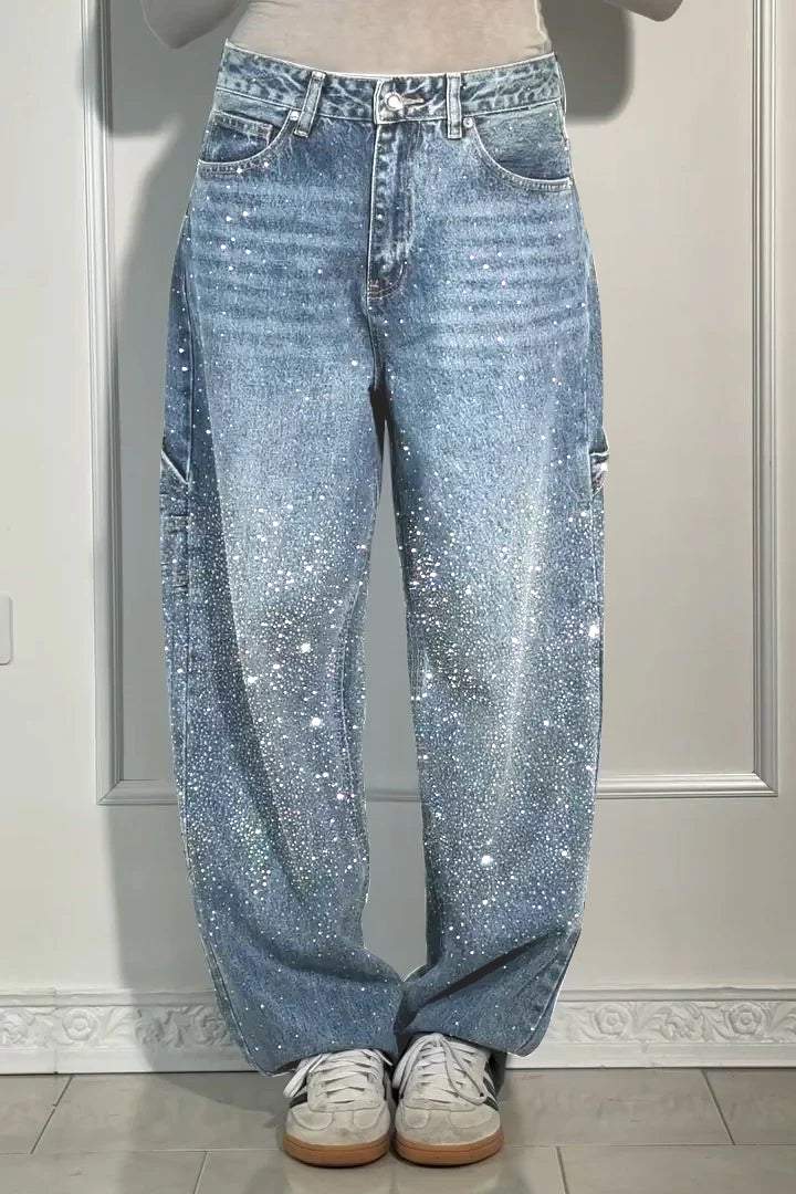 Women's Casual Rhinestone Loose Harem Jeans - Seldom Seen Styles
