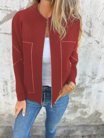 Casual Round Neck Zipper Thin Jacket - Seldom Seen Styles