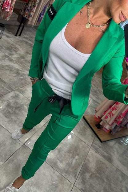 Women's Top Jacket & Elastic Pants Two-piece Set - Seldom Seen Styles