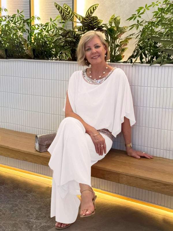 Women's chiffon sequin patchwork suit - Seldom Seen Styles