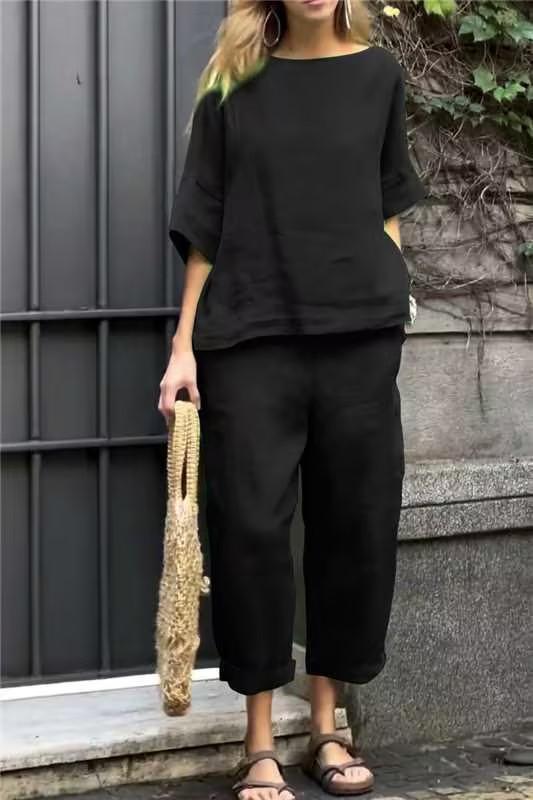 Cotton and linen casual solid color suit - Seldom Seen Styles