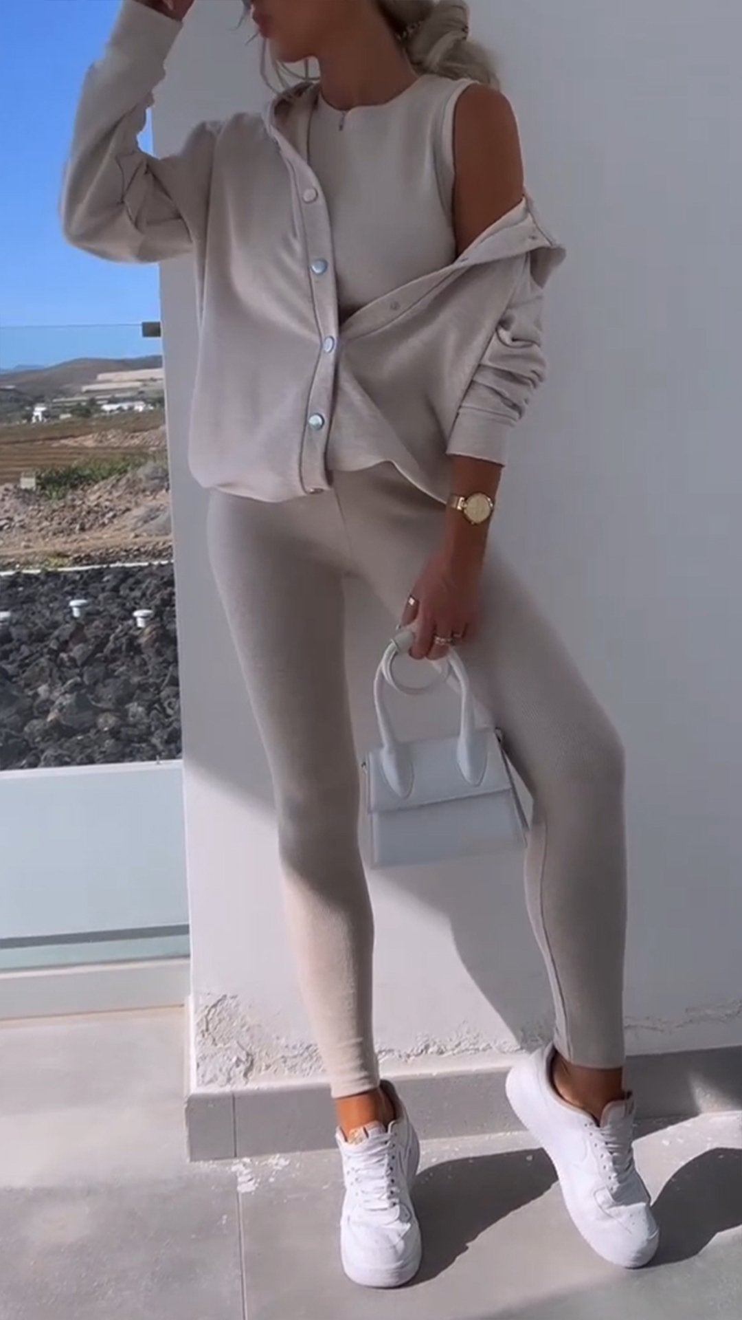 Hooded Cardigan Sweatshirt Three-piece Set - Seldom Seen Styles