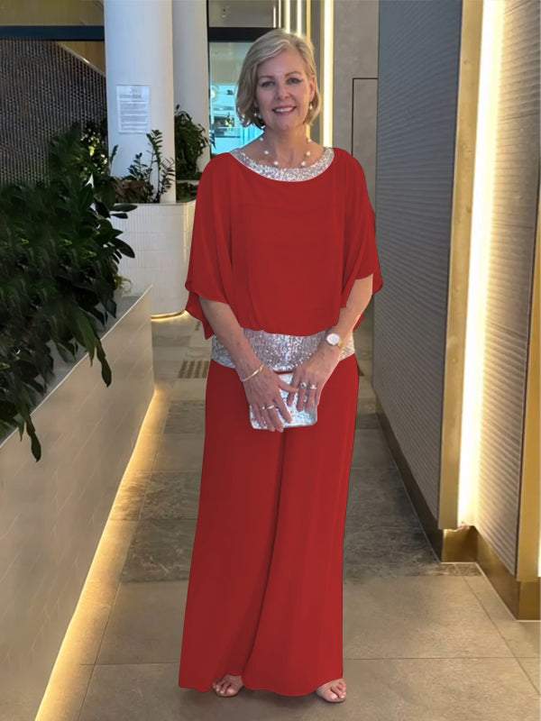 Women's chiffon sequin patchwork suit - Seldom Seen Styles