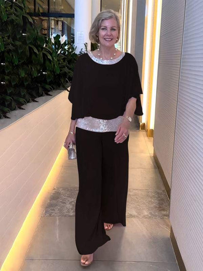 Women's chiffon sequin patchwork suit - Seldom Seen Styles