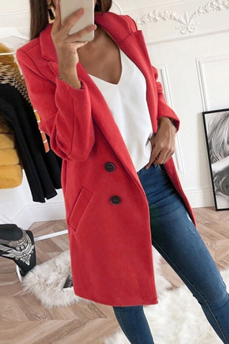 Women's Fashion Solid Color Suit Collar Slim Fit Women's Windbreaker Jacket - Seldom Seen Styles