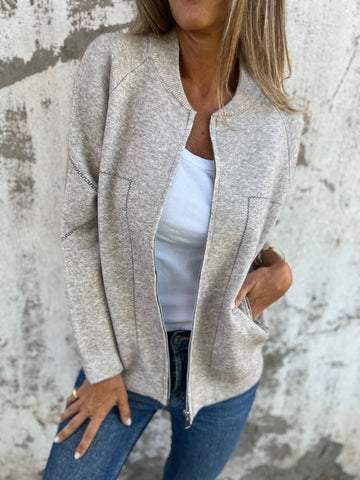 Casual Round Neck Zipper Thin Jacket - Seldom Seen Styles