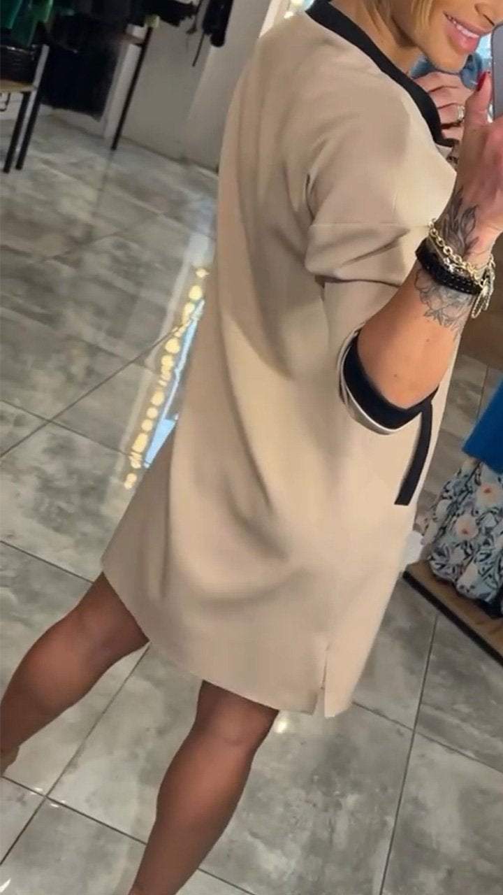 Women's Temperament Solid Color Mid-sleeve Dress - Seldom Seen Styles