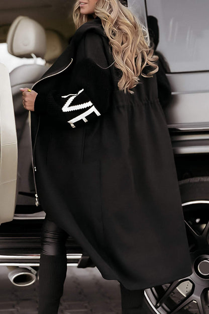 Women's Hooded Long Sleeve Knitted Sleeves Patchwork Casual Jacket - Seldom Seen Styles