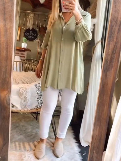 Fashion plain women's shirt tops casual pants - Seldom Seen Styles