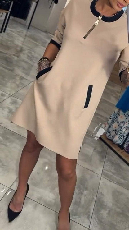 Women's Temperament Solid Color Mid-sleeve Dress - Seldom Seen Styles