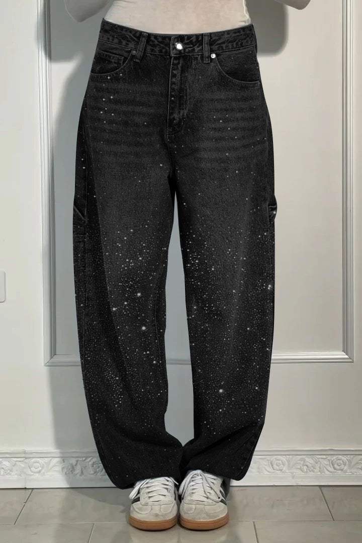 Women's Casual Rhinestone Loose Harem Jeans - Seldom Seen Styles