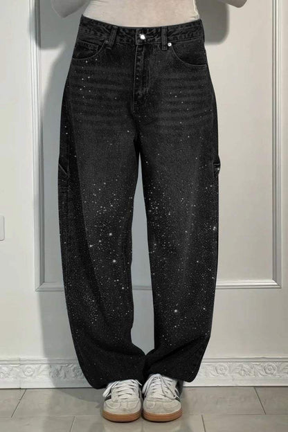 Women's Casual Rhinestone Loose Harem Jeans - Seldom Seen Styles