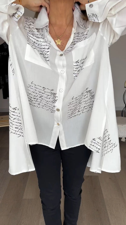 Letter Print Fashion Lapel Shirt - Seldom Seen Styles