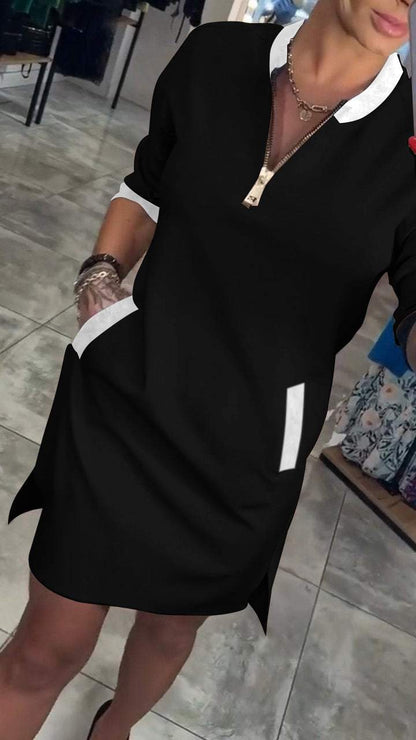 Women's Temperament Solid Color Mid-sleeve Dress - Seldom Seen Styles