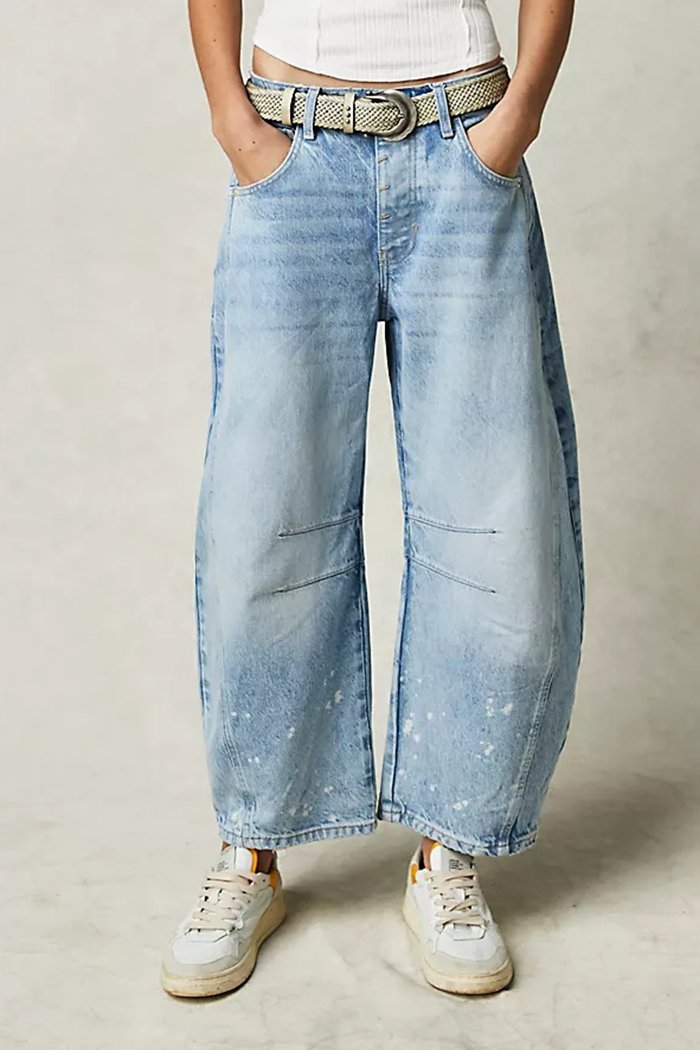 Fashion Casual Women's Loose Wide-leg Pants Mid-low Waist Washed Denim Trousers - Seldom Seen Styles