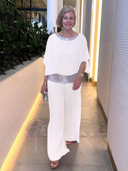 Women's chiffon sequin patchwork suit - Seldom Seen Styles