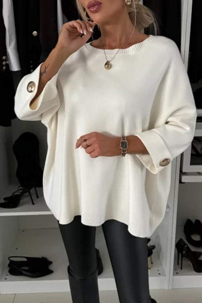 Women's Round Neck Mid-sleeve Knitted Casual Top - Seldom Seen Styles