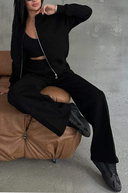 Women's Zipper Jacket & Pants Two-piece Set - Seldom Seen Styles