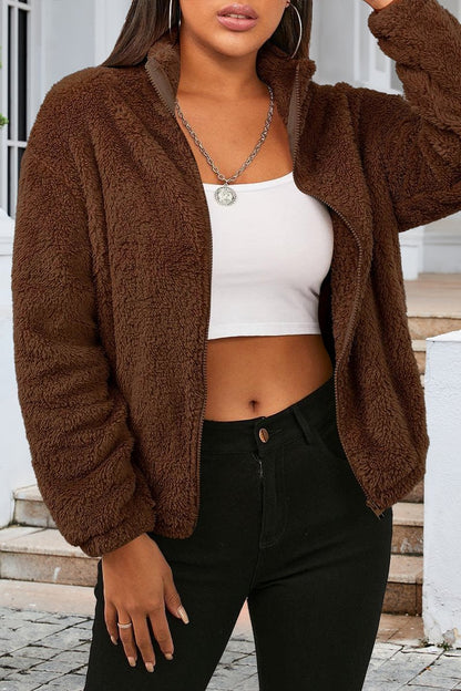 Women's Casual Plush Loose Warm Long-sleeved Cardigan Jacket - Seldom Seen Styles