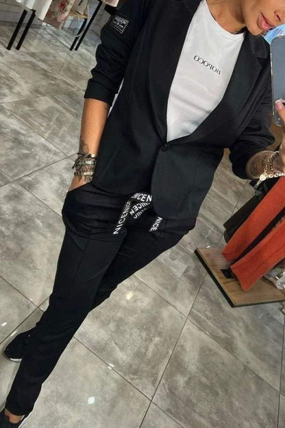 Women's Top Jacket & Elastic Pants Two-piece Set - Seldom Seen Styles