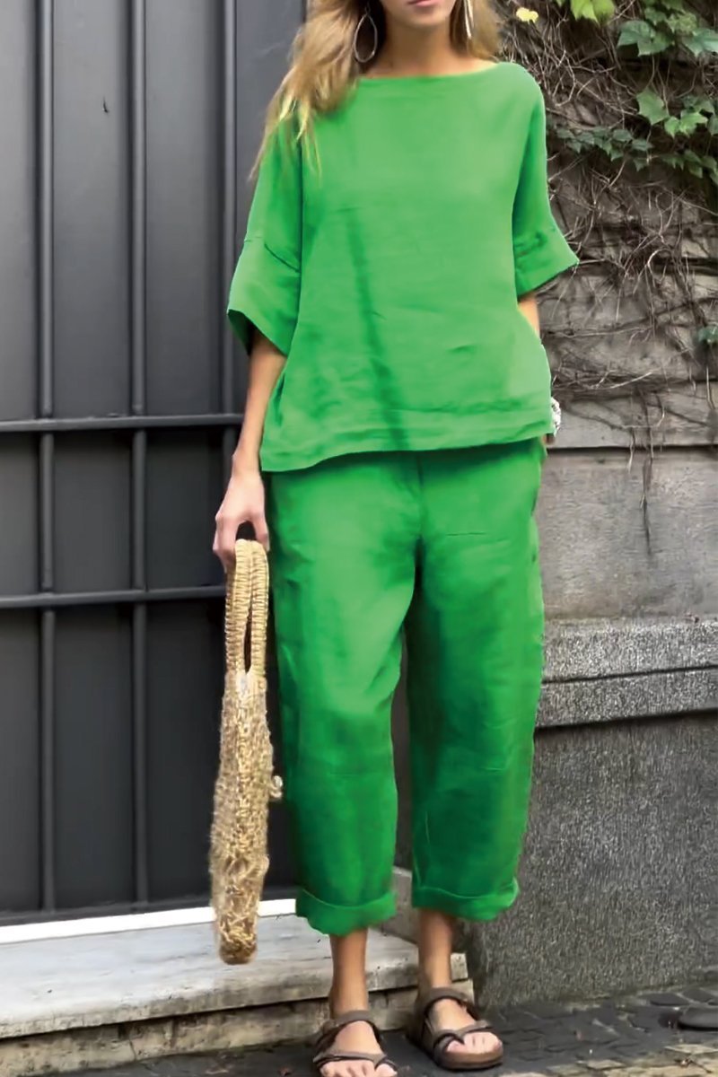 Cotton and linen casual solid color suit - Seldom Seen Styles