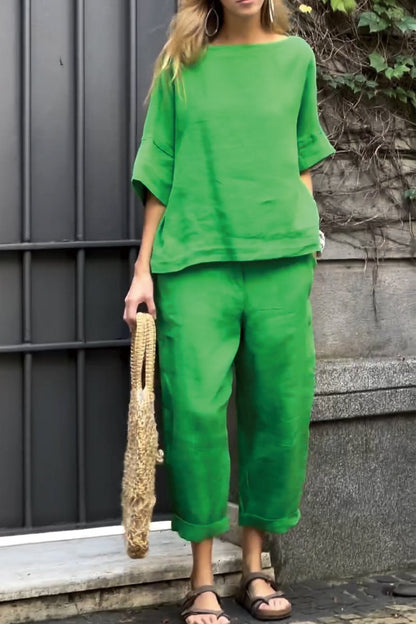 Cotton and linen casual solid color suit - Seldom Seen Styles