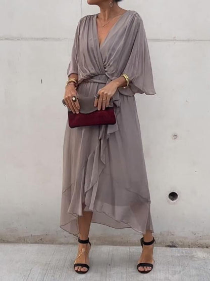 Stylish and elegant V-neck chiffon dress - Seldom Seen Styles