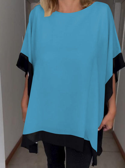 Contrast color patchwork casual top - Seldom Seen Styles