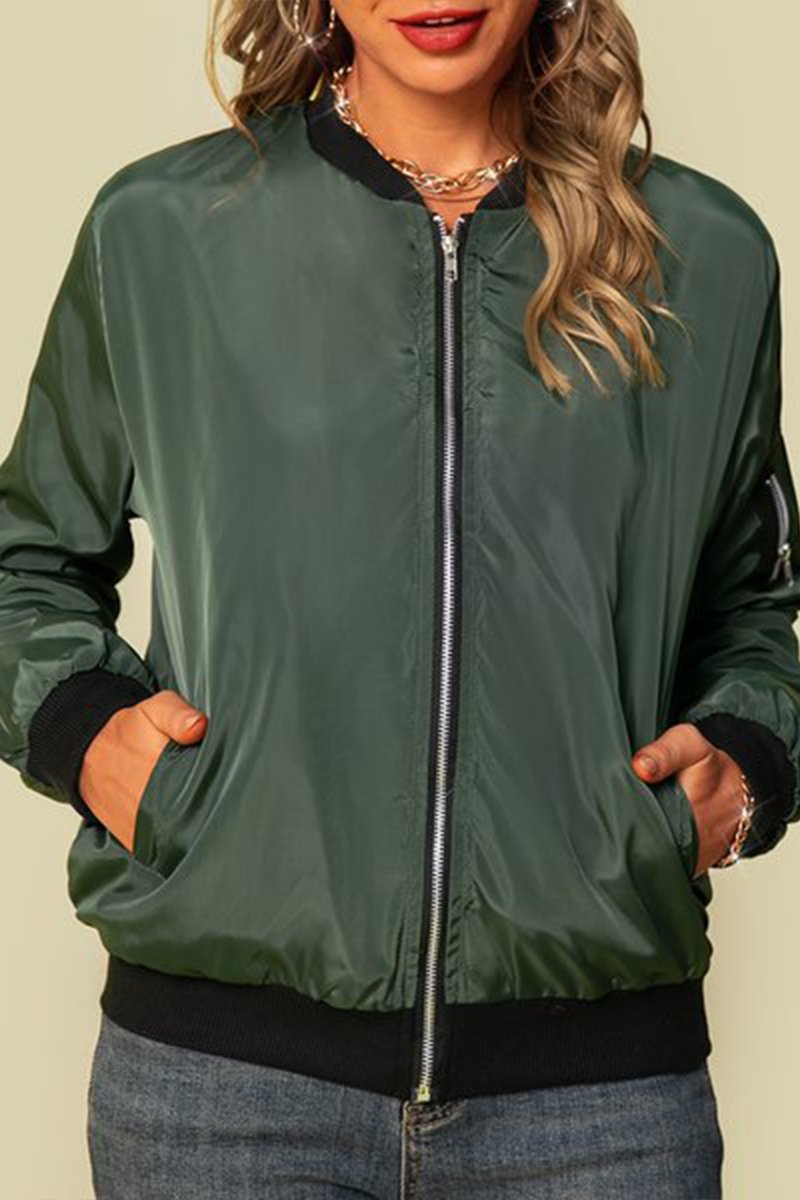 Women's Fashion Casual Solid Color Zipper Jacket - Seldom Seen Styles