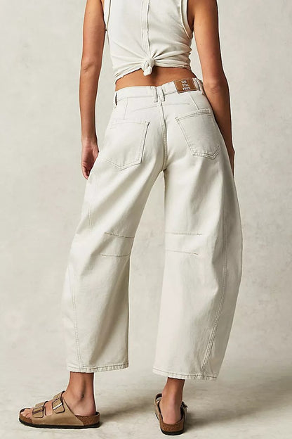 Fashion Casual Women's Loose Wide-leg Pants Mid-low Waist Washed Denim Trousers - Seldom Seen Styles