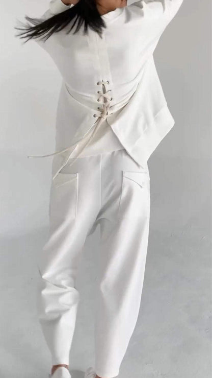 Casual Round Neck Long Sleeve Two Piece Suit - Seldom Seen Styles