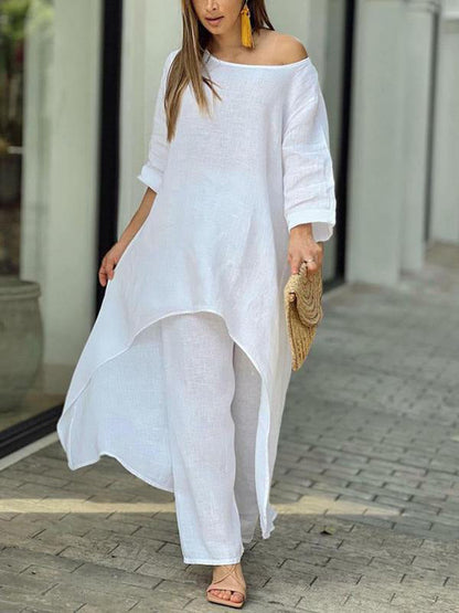 Fashionable women's solid color two-piece set - Seldom Seen Styles