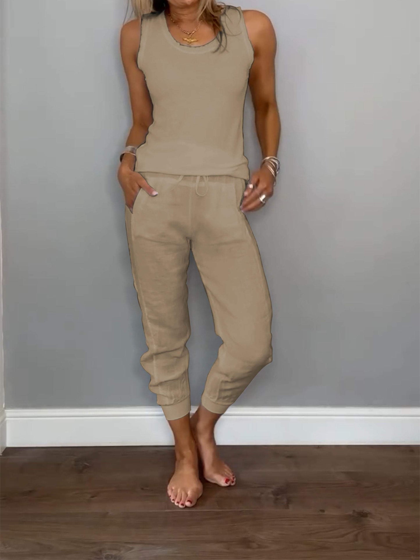 Women's Cotton and Linen Casual Two-piece Set - Seldom Seen Styles