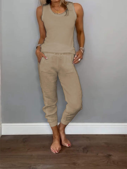 Women's Cotton and Linen Casual Two-piece Set - Seldom Seen Styles