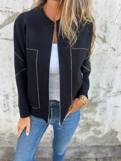 Casual Round Neck Zipper Thin Jacket - Seldom Seen Styles